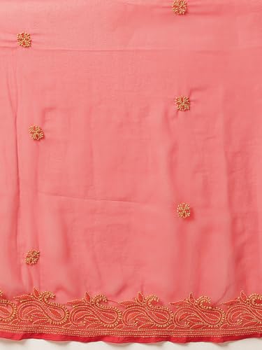 Ada Hand Embroidered Lucknowi Chikankari Georgette with Unstitched Blouse Piece for Women A311193 Red