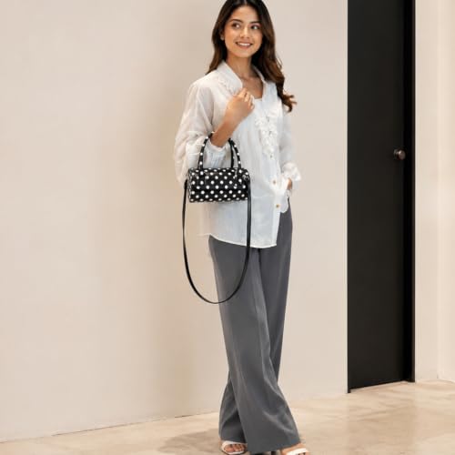 PALAY® Polka Dot Crossbody Bag Glossy Round Boston Mini Bucket Purse