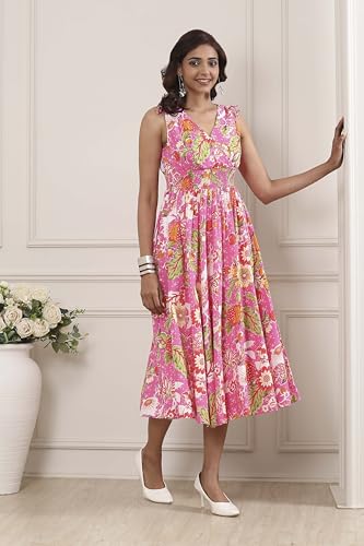 Biba Women Pink Viscose Rayon Kalidar Dress_38