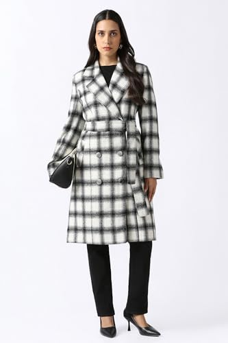 Women White Check Casual Jacket