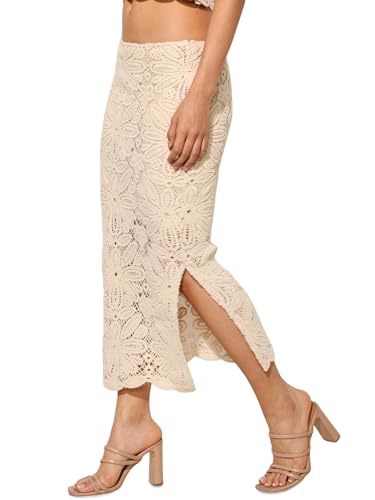 ONLY Women's Regular Fit Mid Rise Beige Skirt