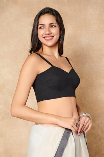 S SALWAR STUDIO Black Sleeveless Blouse for Women