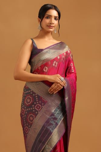 Soch Womens Wine Silk Blend Ethnic Motifs Zari Woven Saree