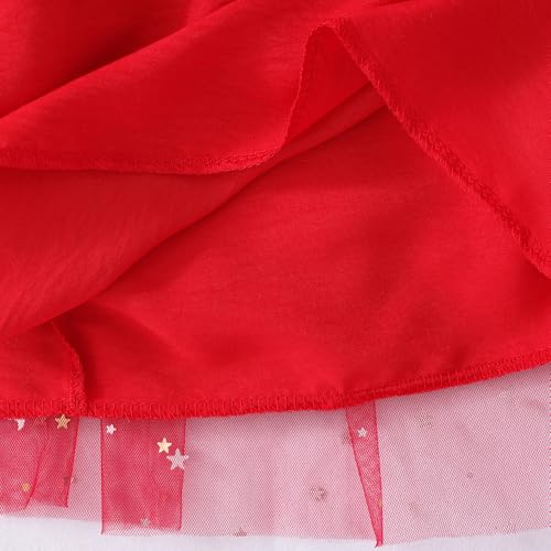 Hopscotch Girls Red Full Sleeves Oversized Bow Applique Dress for Age (3-4 Years)