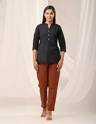 Cotton Trouser Pants for Women Regular Fit Solid Airy Linen Kurti Pant Casual Formal Office Use