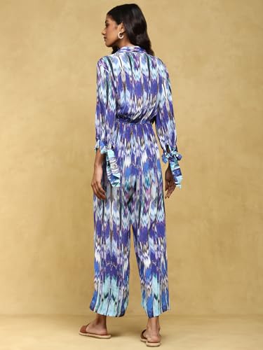 Ritu Kumar Blue Printed Viscose Jumpsuit