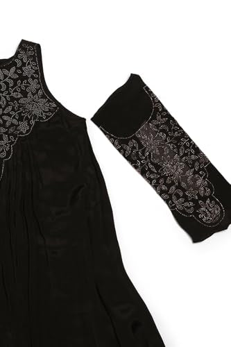 Soch Women's Chinon Calf Length Dress (BDS-FWA5KU61569_Black