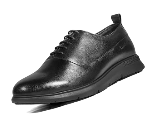 LOUIS STITCH Jet Black Leather Shoes for Men | Lightweight Men’s Derbys | Comfortable Derbys Shoes | LSLXPLDBJB| UK-9