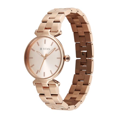 Titan Workday Edit with Quartz Analog Rose Gold Dial IPRG Stainless Steel Strap Watch for Women - 95396WM01