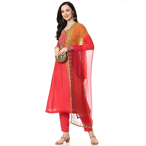BIBA WOMEN FABRIC(RTS RC E1562_MAROON_FREE)