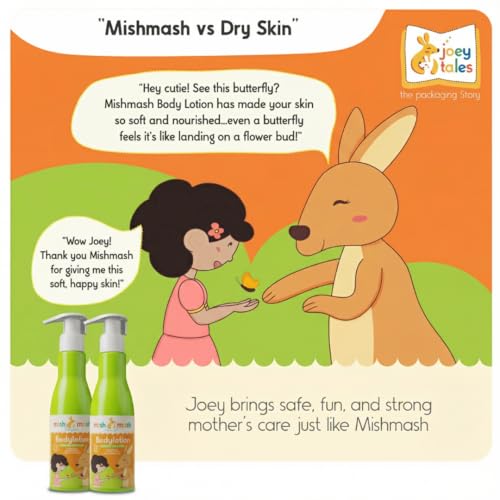 Mishmash Naturals Kids 2 in 1 Body Lotion and Cream for soft, hydrated skin | Ayurvedic Daily Moisturizer | All skin type | Made with Almond Oil, Saffron and Manjistha | For kids 3+ years | SLS & Paraben free | 200ml-Pack of 1