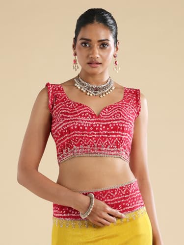 AKHILAM Women's Yellow Vichitra Silk Embroidered Embellished Saree With Unstitched Blouse Piece (ANIKA3801_AG)