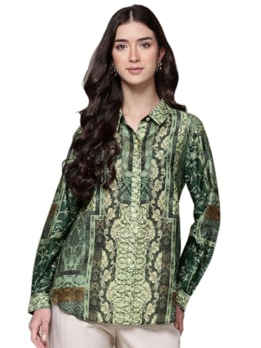 Ritu Kumar Green Abstract Print Full Sleeves Shirt