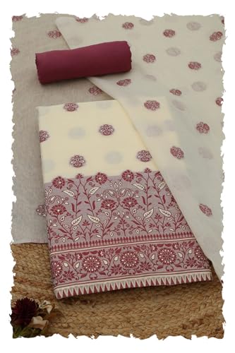 Soch Womens Maroon Chanderi Woven Design Dress Material