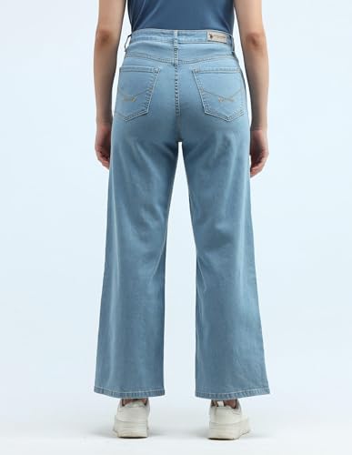 U.S. POLO ASSN. High Rise Wide Leg Jeans (UWAW24JEN268_Blue_32)