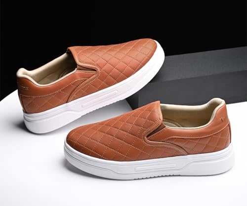 LOUIS STITCH Tan Sneakers for Men | Lightweight Slip-On Walking Shoes for Men | Comfortable Casual Wear | Flexible, Breathable, Stylish & Durable All-Day Wear (SNK-CUSOTN) (Size- 8 UK)