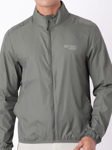 Wildcraft Men Sierra Solid Nylon Blend Collored Casual Wind Breaker Jacket, Full Sleeve - Regular fit, Olive Green, XXXL