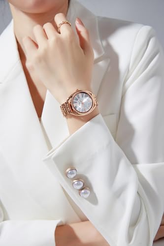 Daniel Hechter Paris Neuilly Collection Analog Watch for Women – Rose Gold Roman Indexes, Shimmer Round Dial, Stainless Steel Strap & Water Resistant - DHW2007