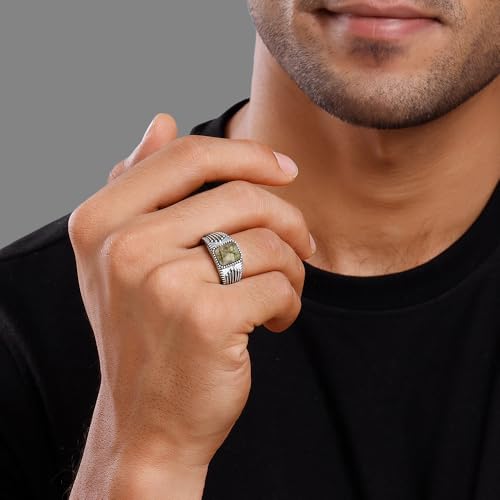 GIVA 925 Silver Oxidised Silver Heritage Ring For Him,Indian - 20| Gifts for Men & Boys | With Certificate of Authenticity and 925 Stamp | 6 Months Warranty