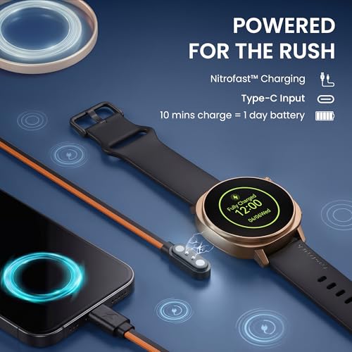 Fastrack Revoltt FR3 Pro Smartwatch with 1.43” AMOLED Display,Dynamic 60Hz Refresh,Nitrofast Charging, HRM, SpO2, Sleep,Multiple Menu Style,Functional Crown,IP68, BT Calling,24/7 Health Suite - Black