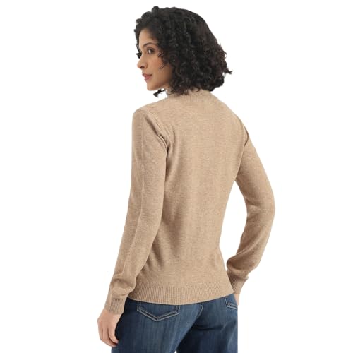 United Colors of Benetton Women's Wool Mock Neck Cardigan (25A108OU5530G901_Beige