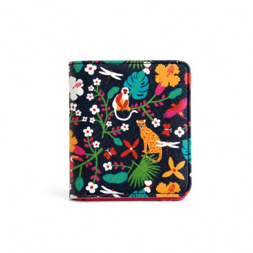 Chumbak Women’s Wallet – Madagascar Tales Collection, Vegan Leather Rectangle Wallet with Button Lock, Zipper Coin Section & Card Slots – Blue Purse