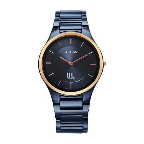 Titan Edge Bicolour Quartz Analog Blue Dial Blue Ceramic Strap Watch for Men/NT1696KC05