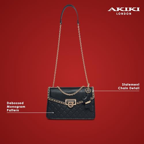 Akiki London Women's Hampstead 26 Flap Sling Bag with Dog Charm|Ladies Purse Handbag|Gift for Women