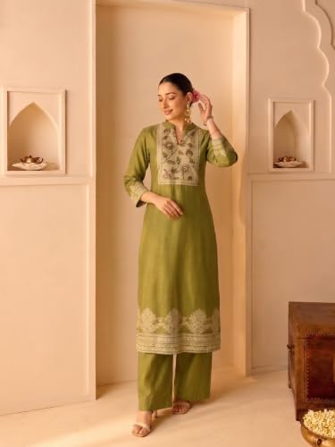 Varanga chanderi printed kurta with trouser and dupatta