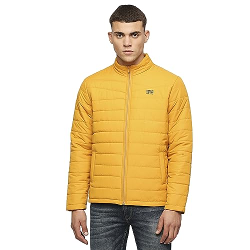 Pepe Jeans Polyester Men's A-Line Coat (PM402949_Yellow, Long Length, Small