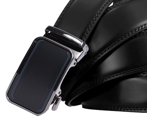 WildHorn Men's Genuine Leather Ratchet Belt for Men| Premium Auto-Lock Buckle | Adjustable up to 48” | Formal & Casual Wear | Micro-Adjust Fit | Stylish Gift Box Included (JET BLACK)