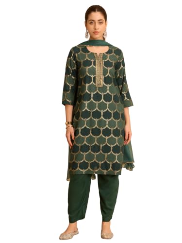 Rangriti Rayon Printed Straight Festive Kurta With Salwar And Dupatta