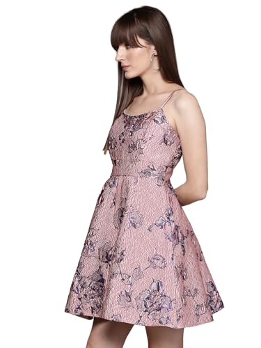 Label RITU KUMAR Pink Delilah Round Neck Short Dress