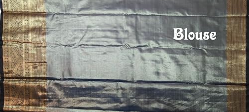 VFCollections Women's Traditional Handloom Kanchipuram Silk Pure Pattu Sarees | Rich Zari Woven Design | Unstitched Blouse (VFC504-1)