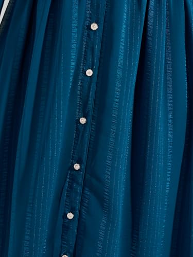 Styli Women's Polyester A-Line Maxi Casual Dress (7007468734_Teal