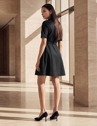 High Neck A-Line Dress with Belt