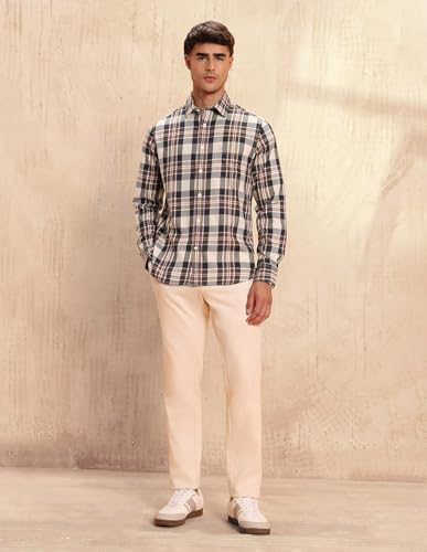 U.S.Polo ASSN. Men's Checkered Tailored Fit Shirt (USSHT3067_Beige