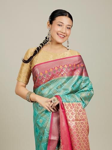 MOHEY Women's Art Silk Weave Saree(Light Blue)