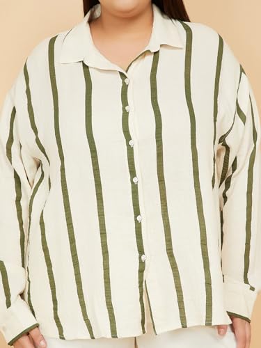 Max Women Striped Shirt (Green_4XL)