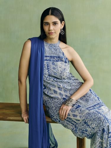 Aarke Ritu Kumar Blue Patchloom Kurta With Pant And Dupatta