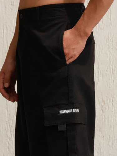 Hubberholme Black Cotton Regular Fit Mid-Rise Knee Length Shorts