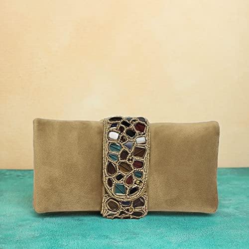 Peora Brown Clutch Purses for Women Handmade Evening Sling Handbag Stylish Bridal Fashion Clutch Bag for Girls (C118BR)
