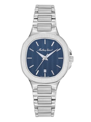 Mathey-Tissot Stainless Steel Analog Blue Dial Women Watch-D152Abu, Silver Band