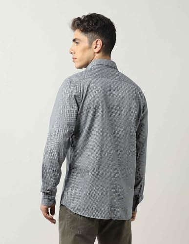 Arrow Sports Men's Geometric Regular Fit Shirt (ASAJSH1745_Teal