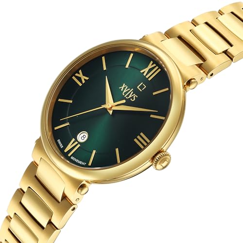 Xylys Quartz Analog with Date Green Dial Golden Stainless Steel Strap Watch for Men
