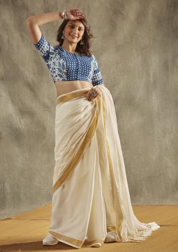 SALWAR STUDIO Blue Printed Cotton Bloues