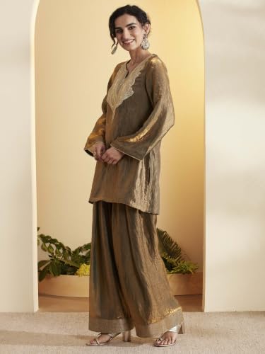 BIBA Polyester Solid Straight Semi-Formal Kurta With Salwar