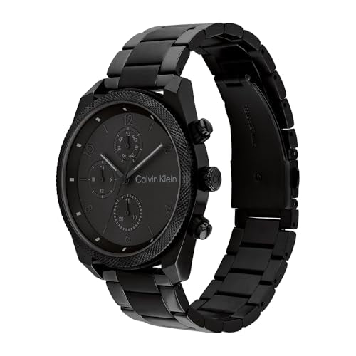 Calvin Klein Impact Qtz Multifunction Black Round Dial Men's Watch|Stainless Steel Material|Multi Color Band - 25200359