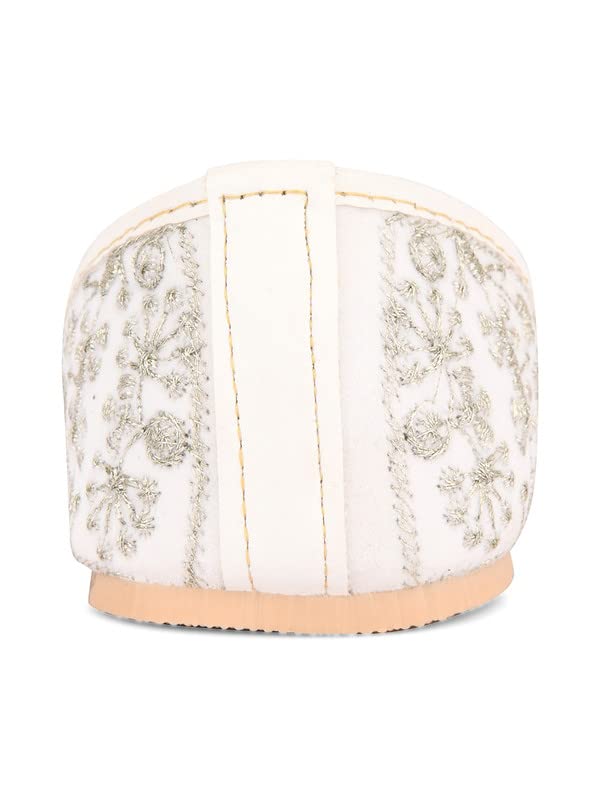 DESI COLOUR Mojari Punjabi Jutti for Women Ethnic Footwear- Floral Full Emb (White, Numeric_7)