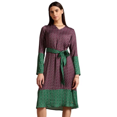 U.S. POLO ASSN. Women's Polyester Wrap Midi Dress (UWAW24DRS147 Purple